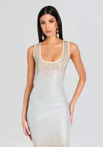 Essie Embellished Knit Dress(Winter White/Silver,XXS)