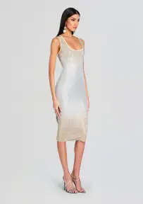 Essie Embellished Knit Dress(Winter White/Silver,XXS)