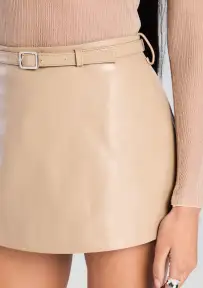 Nandie Leather Skirt(Latte,XXS)