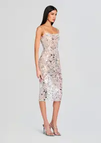 Yelena Sequin Dress(White/Silver,XXS)