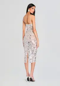 Yelena Sequin Dress(White/Silver,XXS)