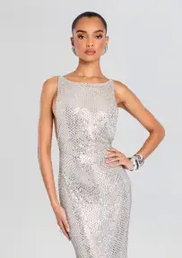 Asha Sequin Dress(White/Silver,XXS)
