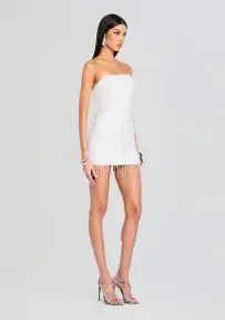 Heather Sequin Star Fringe Dress(White w/ Stars,XXS)