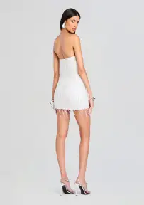 Heather Sequin Star Fringe Dress(White w/ Stars,XXS)