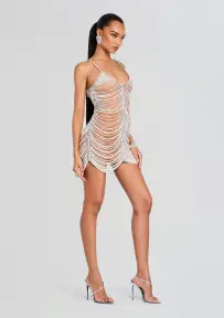 Hollis Dress(Silver/Nude,XXS)