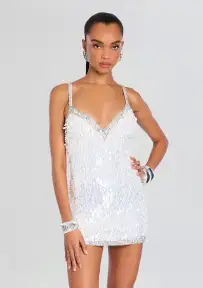 Ivanna Dress(White/Silver,XXS)
