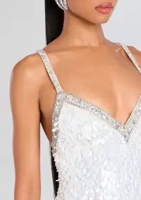 Ivanna Dress(White/Silver,XXS)