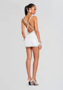 Ivanna Dress(White/Silver,XXS)