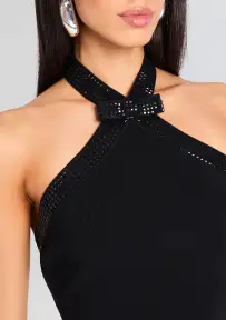 Lettie Embellished Knit Top(Black,XXS)