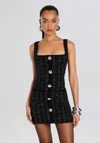 Amanda Tweed Dress(Black/Silver,XXS)