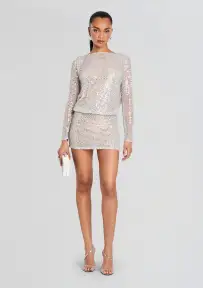 Danae Crystal Dress(White/Silver,XXS)