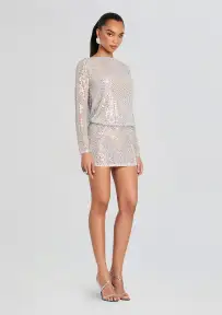 Danae Crystal Dress(White/Silver,XXS)