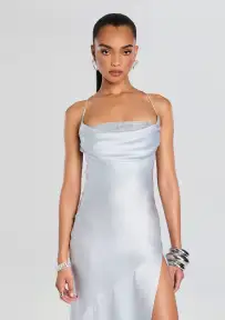 Emery Embellished Silk Dress(Dove,XXS)