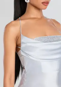 Emery Embellished Silk Dress(Dove,XXS)