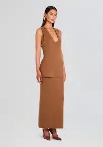 Hazel Knit Maxi Skirt(Camel,XXS)