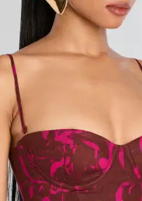 Kenora Corset Dress(Cerise Abstract Orchid,XXS)