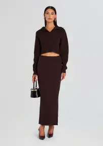 Java Knit Skirt(Ash Brown,XXS)