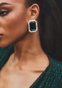 Hope Gemstone Earrings - Pine