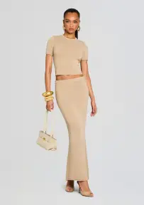 Kora Knit Maxi Skirt(Stone,XXS)