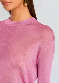 Hana Metallic Knit Top(Bubblegum Pink,XXS)