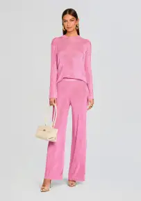 Sheldon Metallic Knit Pant(Bubblegum Pink,XXS)