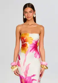 Keaton Silk Dress(Bianco Primavera,XXS)