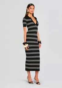 Sam Knit Maxi Dress(Black/Eggshell,XXS)