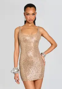 Theolonia Sequin Dress(Nude/Gold/Silver,XXS)