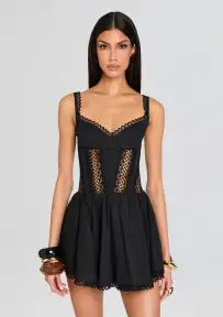 Gardenia Short Dress(Black,XS)
