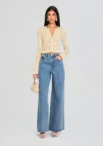 Giuliana Crochet Cardigan(Ivory/Gold,XXS)