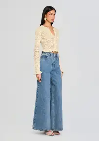 Giuliana Crochet Cardigan(Ivory/Gold,XXS)