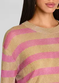 Hana Metallic Knit Top(Gold/Bubblegum,XXS)