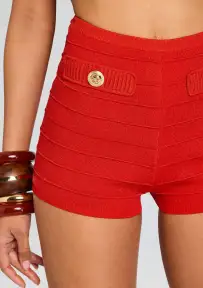 Sandra Bandage Knit Short(Metallic Geranium,XXS)