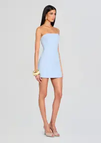 Poppi Heavy Crepe Strapless Mini Dress(Ice Blue,XXS)