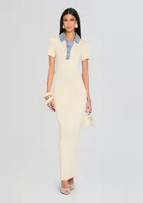 Reye Knit Maxi Dress(Eggshell/Coastline,XXS)
