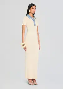 Reye Knit Maxi Dress(Eggshell/Coastline,XXS)