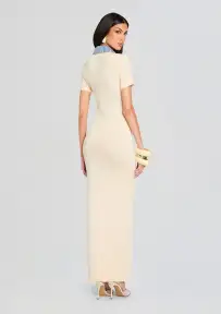 Reye Knit Maxi Dress(Eggshell/Coastline,XXS)