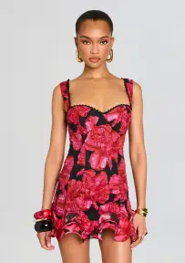 Sunil Short Dress(Black Blossom,XS)