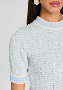 Tif Knit Baby Tee(Ice Blue/Eggshell,XXS)