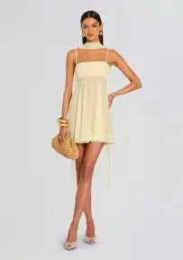 Sahar Mini Dress(Pastel Yellow,XXS)