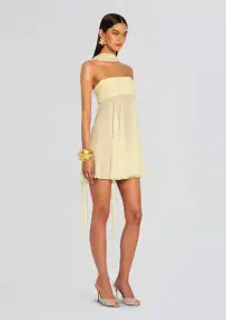 Sahar Mini Dress(Pastel Yellow,XXS)