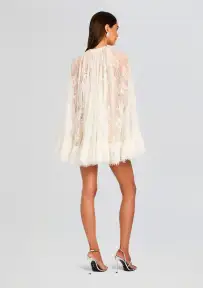 Adra Mini Cape Dress(Off White,XXS)