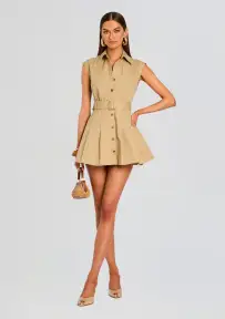 Audley Trench Mini Dress(Camel,XS)