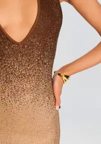 Aviana Embellished Knit Dress(Nude/Chestnut,XXS)