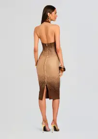 Aviana Embellished Knit Dress(Nude/Chestnut,XXS)