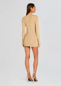Emeri Metallic Knit Mini Dress(Gold,XXS)