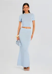 Kora Knit Maxi Skirt(Ice Blue,XXS)