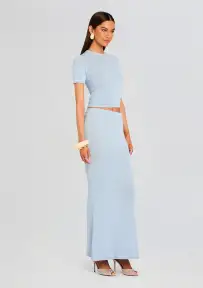 Kora Knit Maxi Skirt(Ice Blue,XXS)