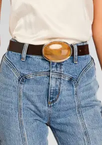 Dagmar High Waist Leather Belt(Tiger Eye/ Brown,XXS/XS)