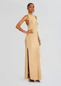 Henne Metallic Knit Maxi Dress(Gold,XXS)